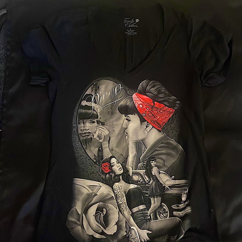 Old school chicana pin up girl shirt